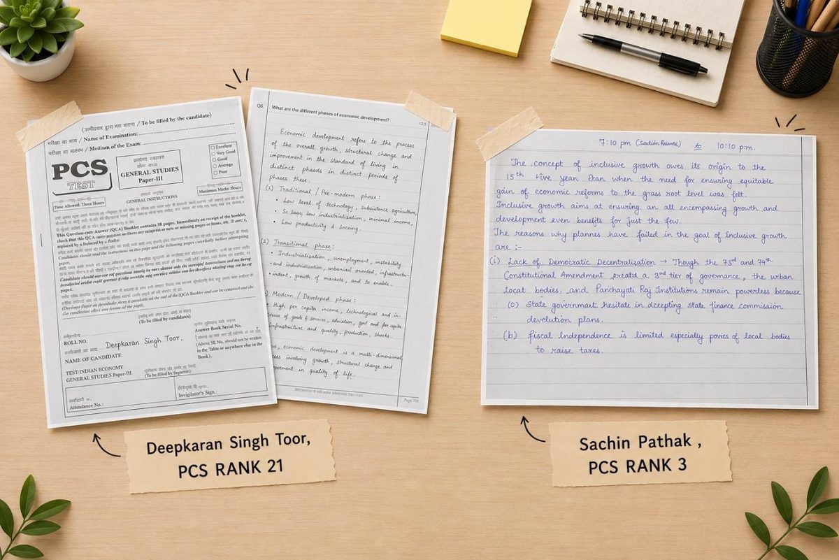 Evaluated mains answer sheets of Panacea students who secured PCS Rank 3 and PCS Rank 21